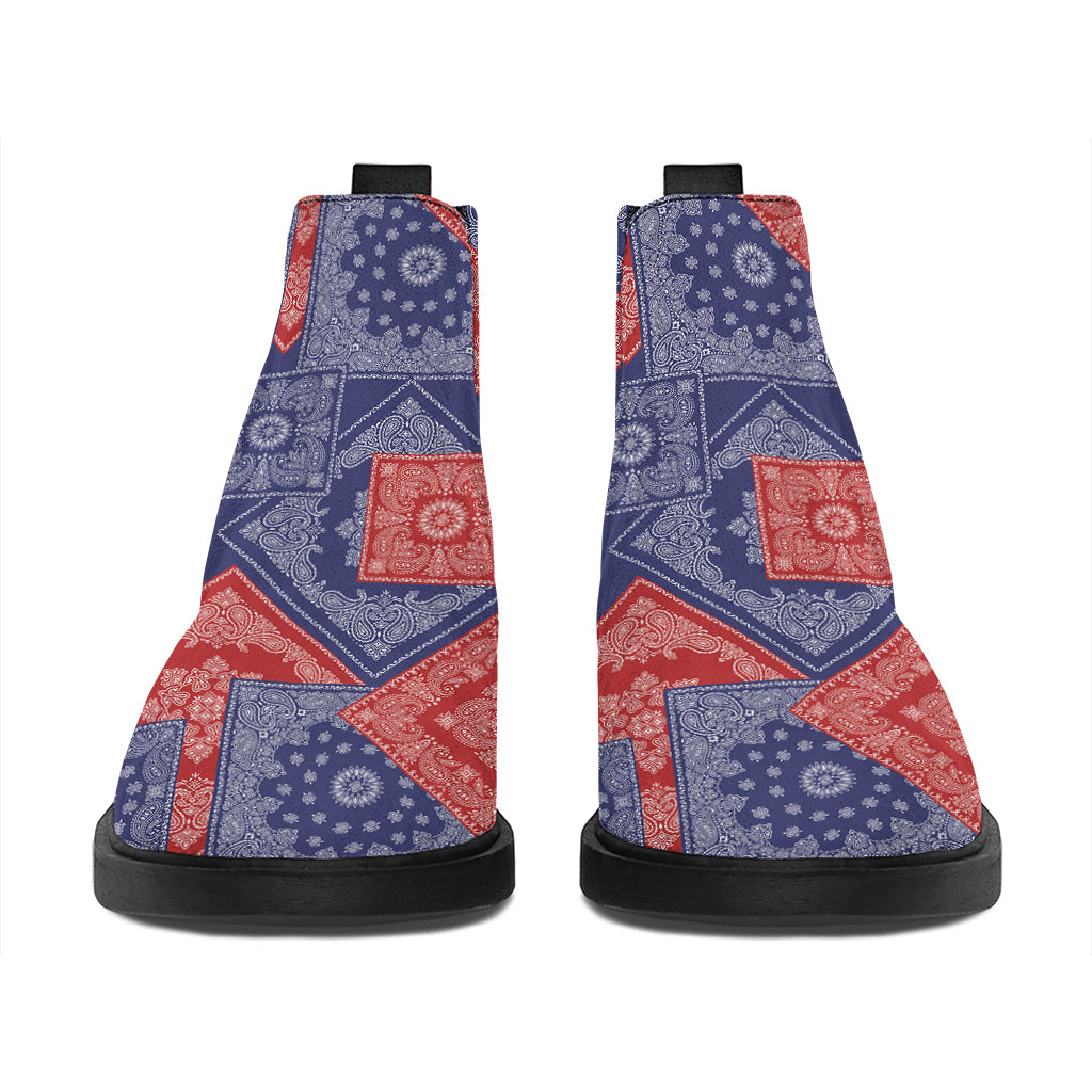 Bandanna Patchwork Pattern Print Flat Ankle Boots