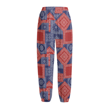 Bandanna Patchwork Pattern Print Fleece Lined Knit Pants