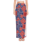 Bandanna Patchwork Pattern Print High Slit Maxi Skirt