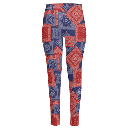 Bandanna Patchwork Pattern Print High-Waisted Pocket Leggings