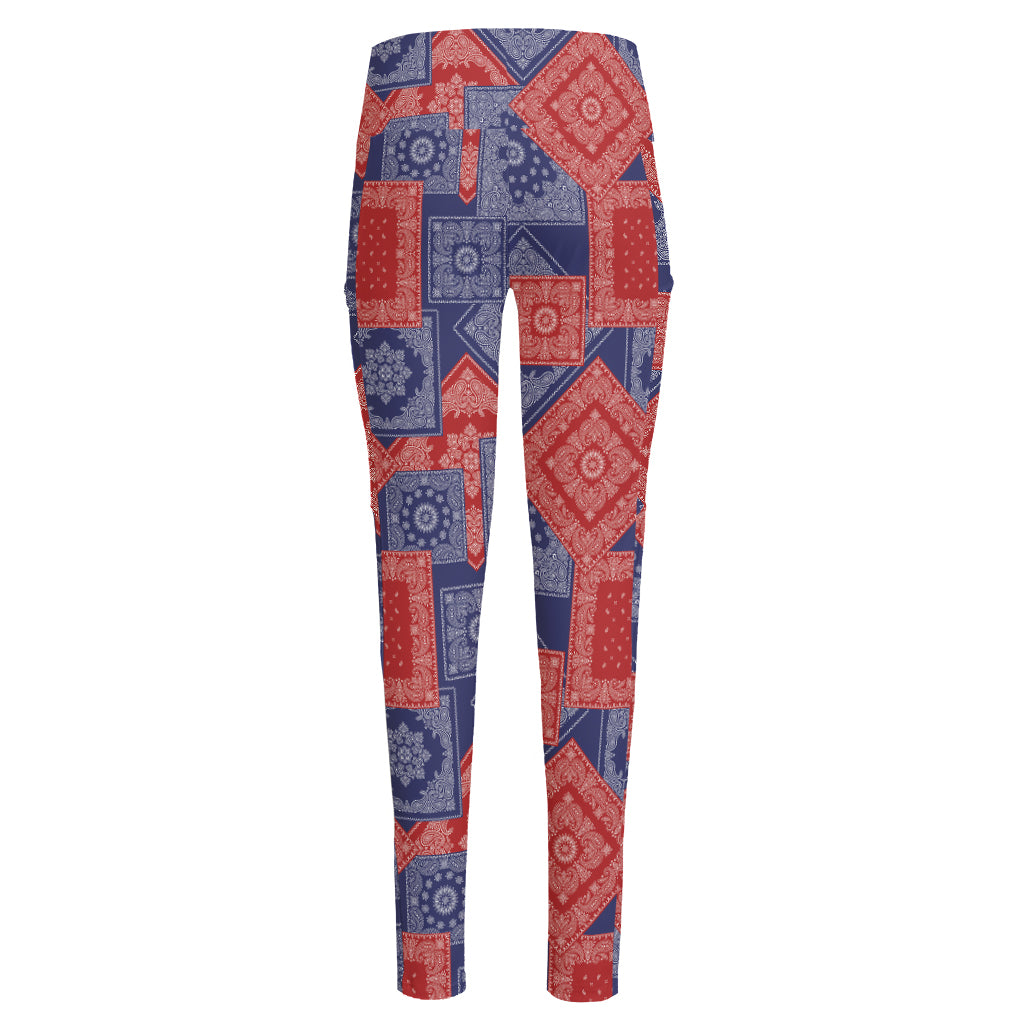 Bandanna Patchwork Pattern Print High-Waisted Pocket Leggings