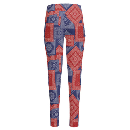 Bandanna Patchwork Pattern Print High-Waisted Pocket Leggings