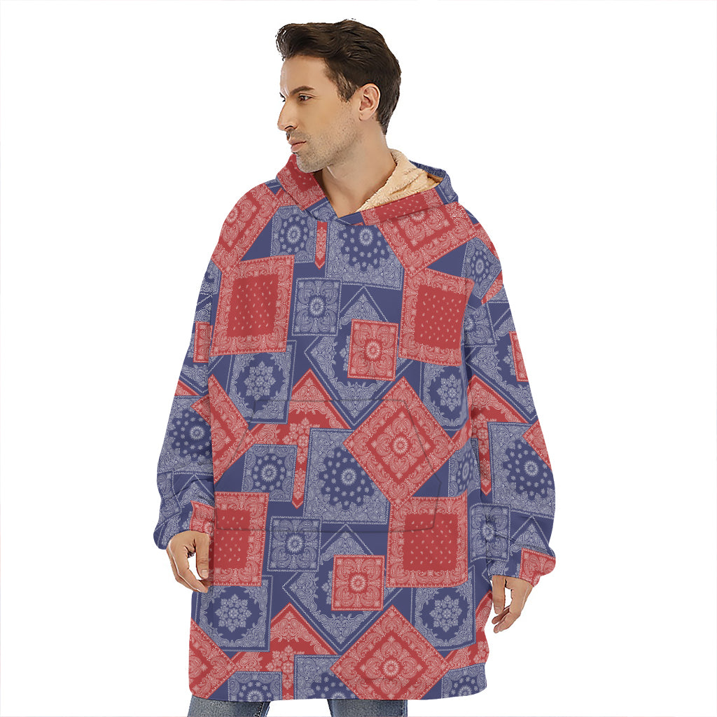 Bandanna Patchwork Pattern Print Hoodie Blanket