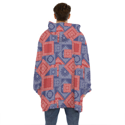 Bandanna Patchwork Pattern Print Hoodie Blanket