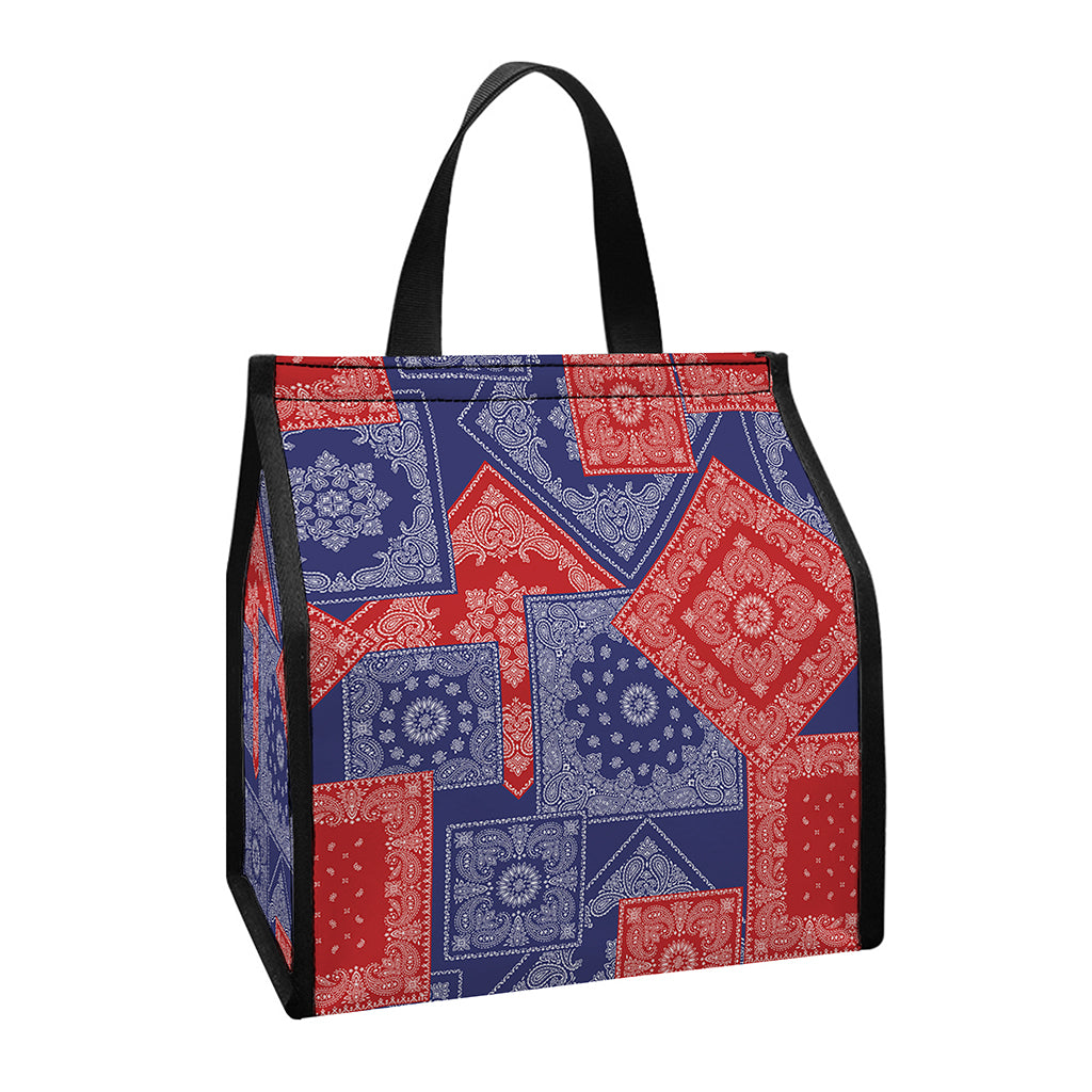 Bandanna Patchwork Pattern Print Insulated Lunch Tote