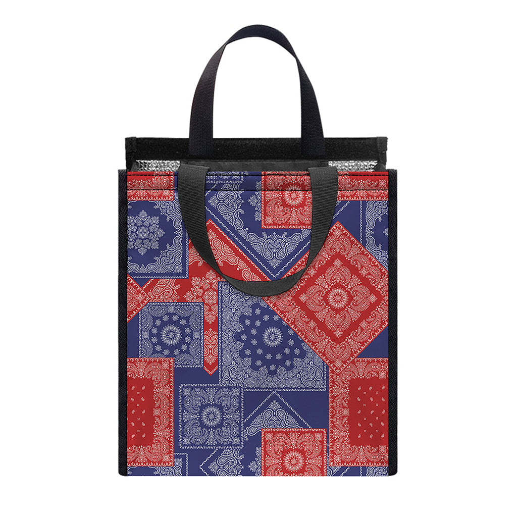 Bandanna Patchwork Pattern Print Insulated Lunch Tote