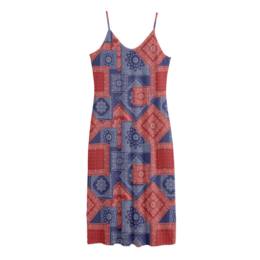 Bandanna Patchwork Pattern Print Jersey Midi Cami Dress
