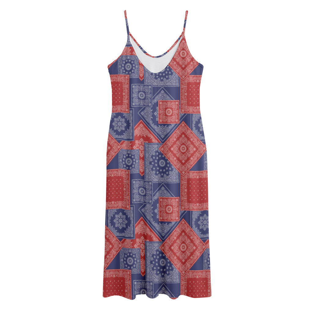 Bandanna Patchwork Pattern Print Jersey Midi Cami Dress