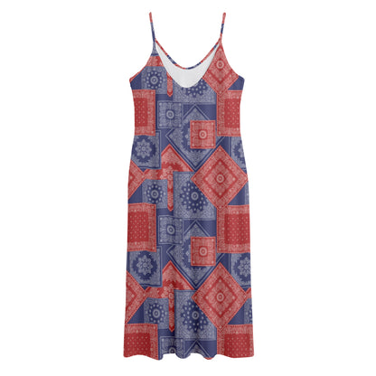 Bandanna Patchwork Pattern Print Jersey Midi Cami Dress