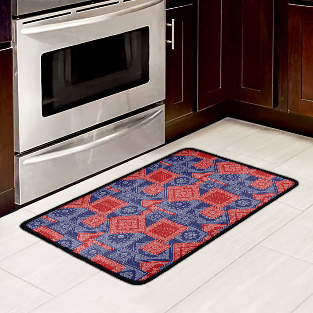 Bandanna Patchwork Pattern Print Kitchen Mat