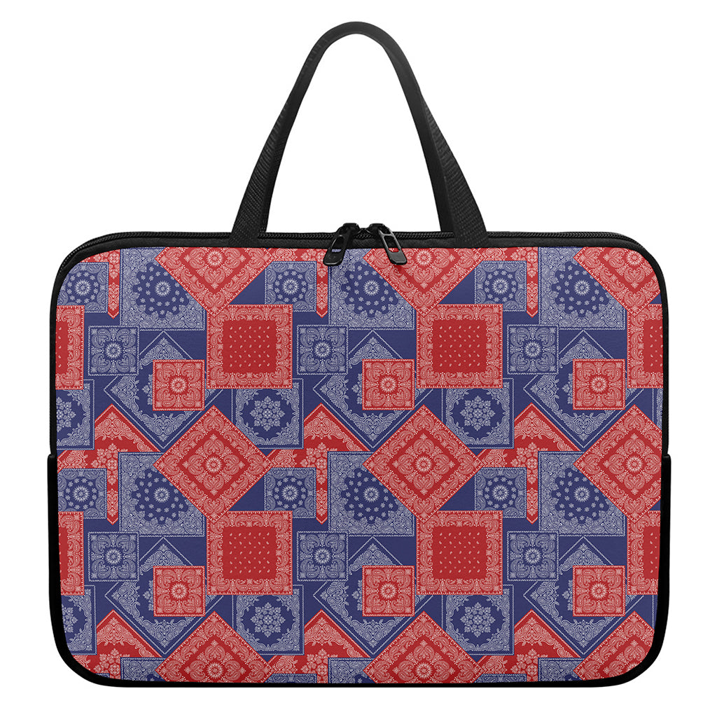 Bandanna Patchwork Pattern Print Laptop Sleeve With Handle