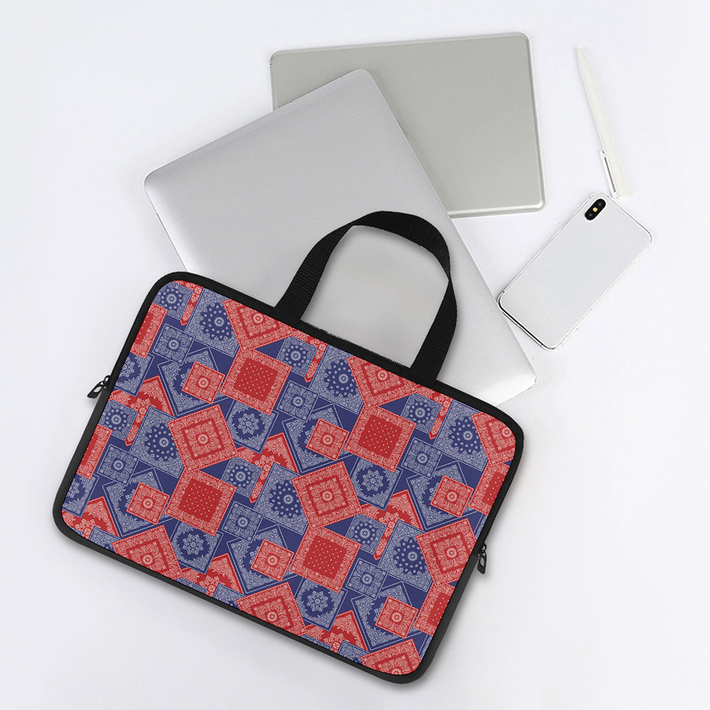Bandanna Patchwork Pattern Print Laptop Sleeve With Handle
