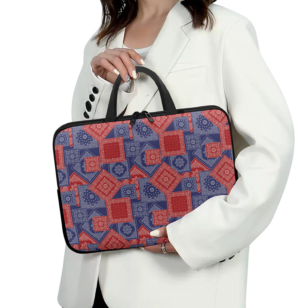Bandanna Patchwork Pattern Print Laptop Sleeve With Handle