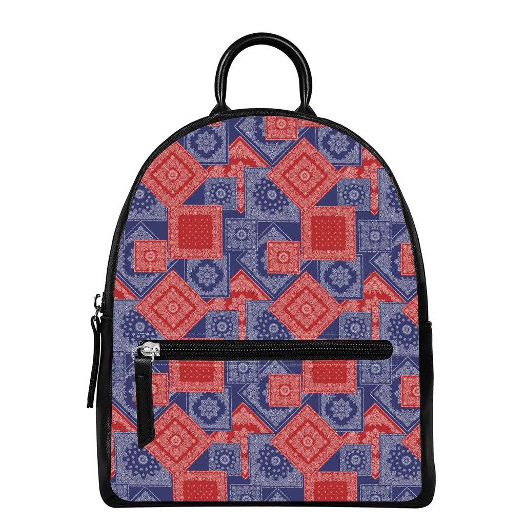 Bandanna Patchwork Pattern Print Leather Backpack