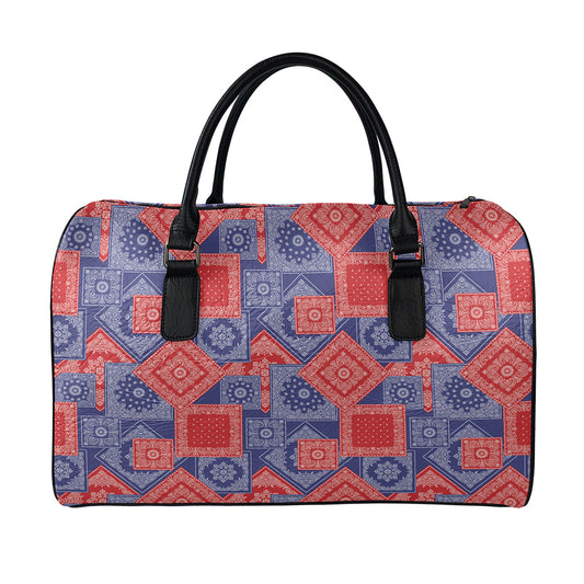 Bandanna Patchwork Pattern Print Leather Duffle Bag