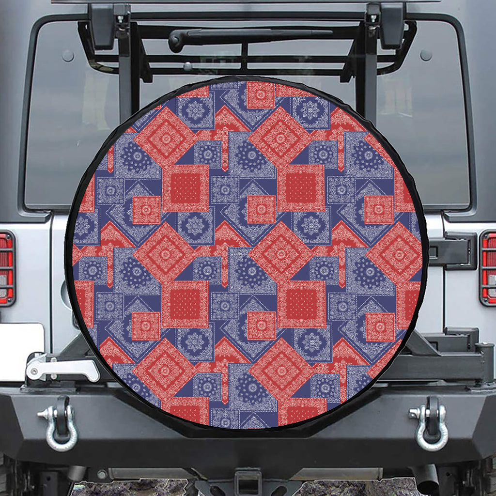 Bandanna Patchwork Pattern Print Leather Spare Tire Cover