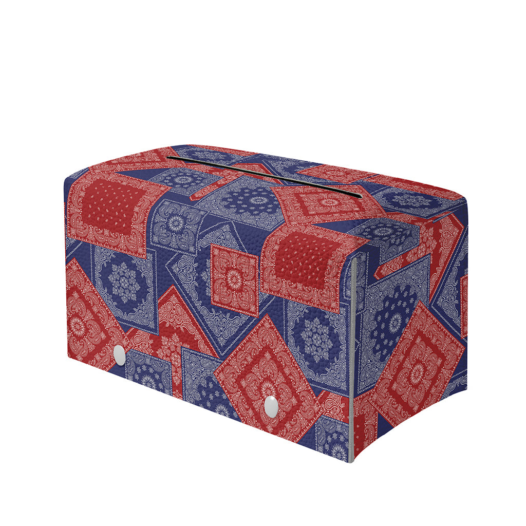 Bandanna Patchwork Pattern Print Leather Tissue Box Cover