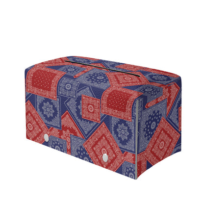 Bandanna Patchwork Pattern Print Leather Tissue Box Cover