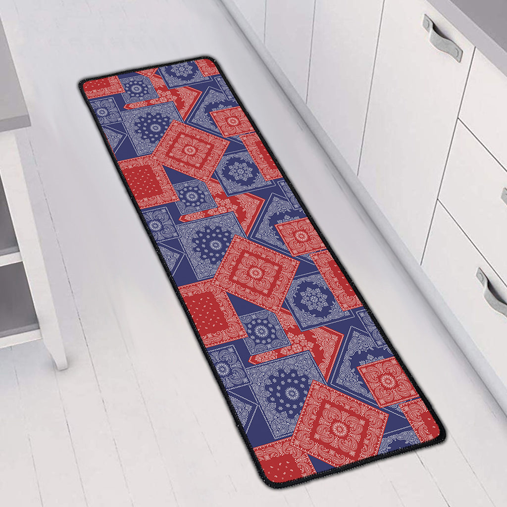 Bandanna Patchwork Pattern Print Long Kitchen Mat