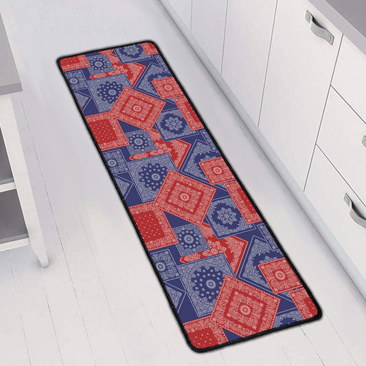 Bandanna Patchwork Pattern Print Long Kitchen Mat