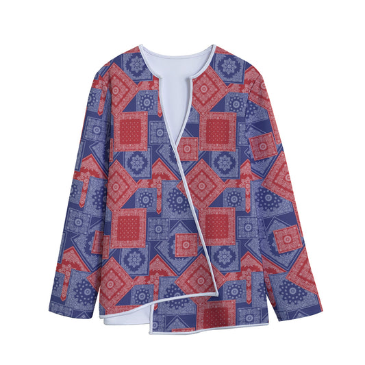 Bandanna Patchwork Pattern Print Long Sleeve Short Coat