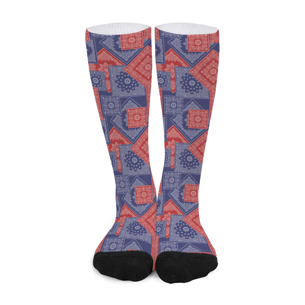Bandanna Patchwork Pattern Print Long Socks