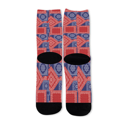 Bandanna Patchwork Pattern Print Long Socks