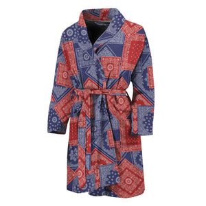 Bandanna Patchwork Pattern Print Men's Bathrobe