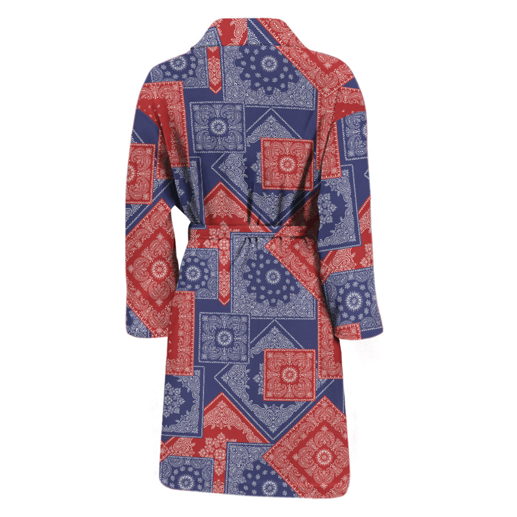 Bandanna Patchwork Pattern Print Men's Bathrobe