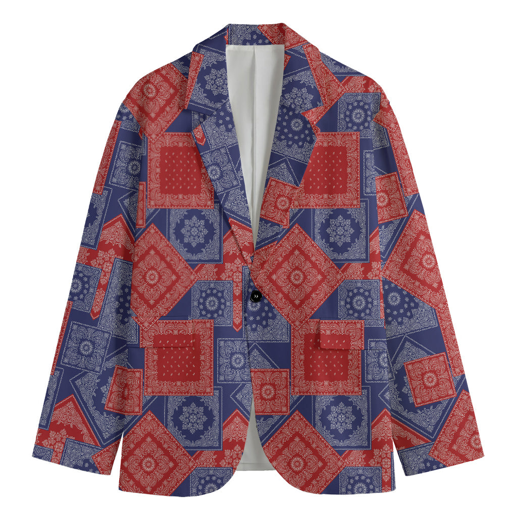 Bandanna Patchwork Pattern Print Men's Blazer