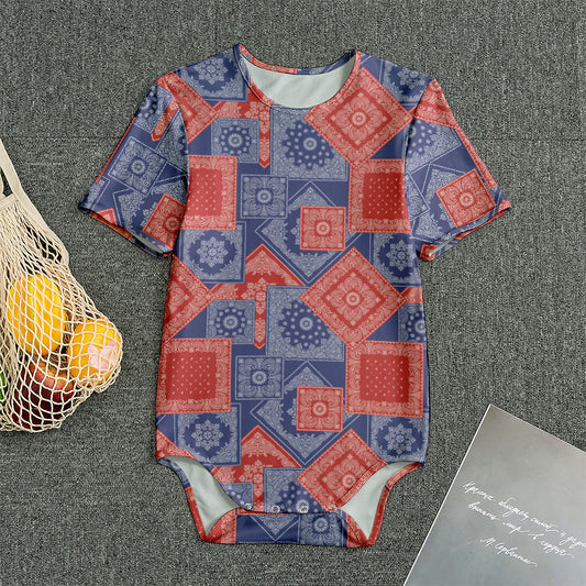 Bandanna Patchwork Pattern Print Men's Bodysuit