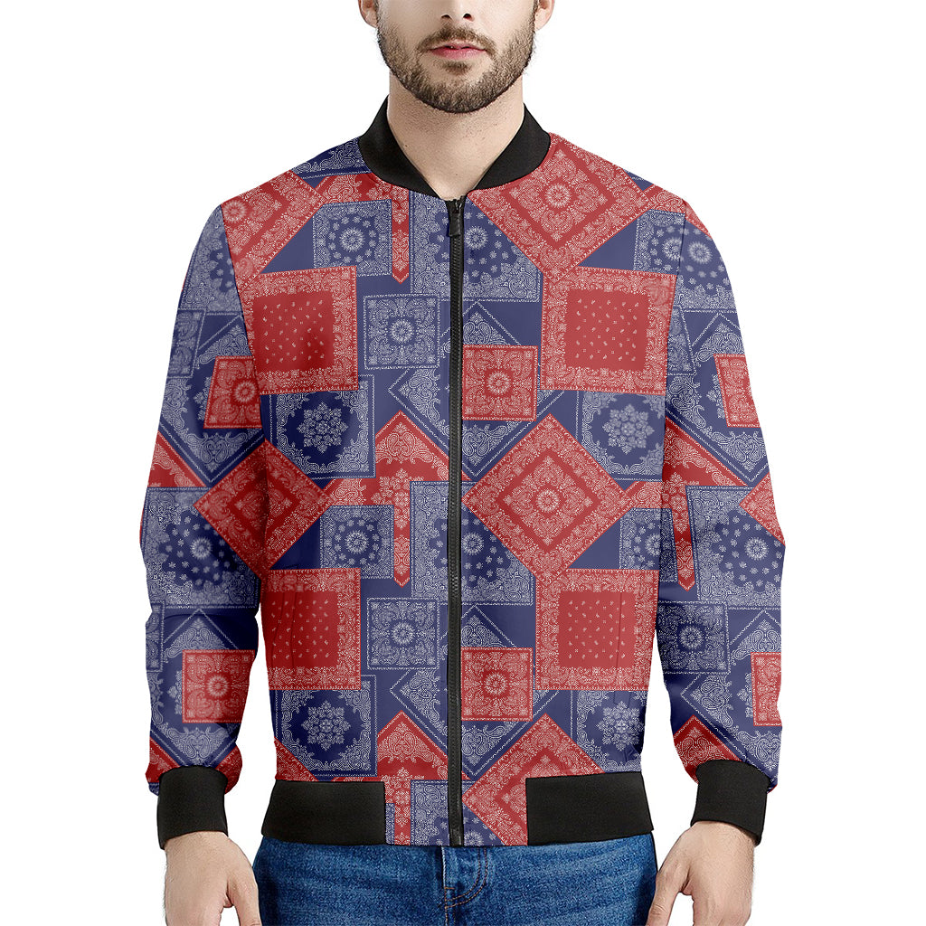 Bandanna Patchwork Pattern Print Men's Bomber Jacket