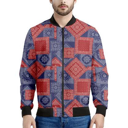 Bandanna Patchwork Pattern Print Men's Bomber Jacket