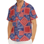 Bandanna Patchwork Pattern Print Men's Deep V-Neck Shirt