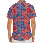 Bandanna Patchwork Pattern Print Men's Deep V-Neck Shirt