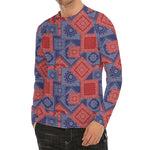 Bandanna Patchwork Pattern Print Men's Long Sleeve Rash Guard