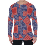Bandanna Patchwork Pattern Print Men's Long Sleeve T-Shirt