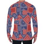 Bandanna Patchwork Pattern Print Men's Long Sleeve T-Shirt