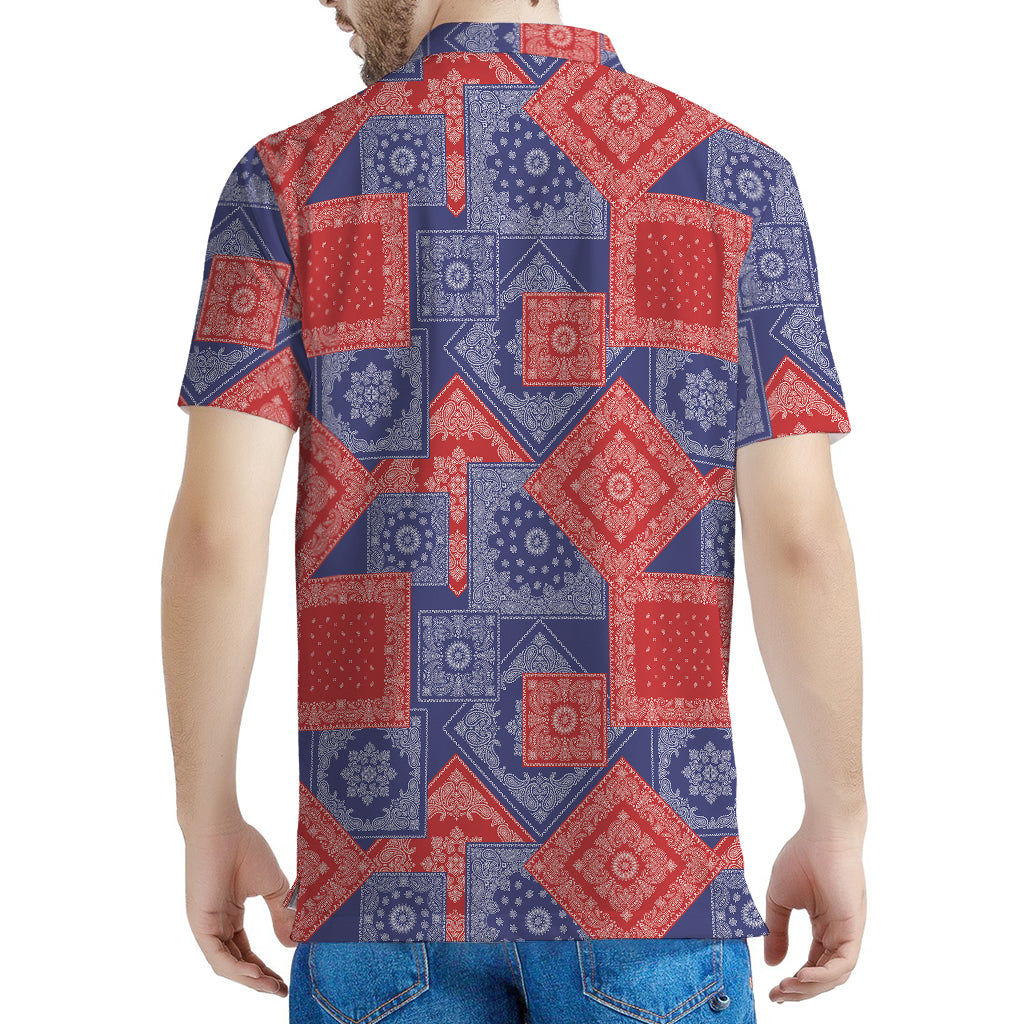 Bandanna Patchwork Pattern Print Men's Polo Shirt