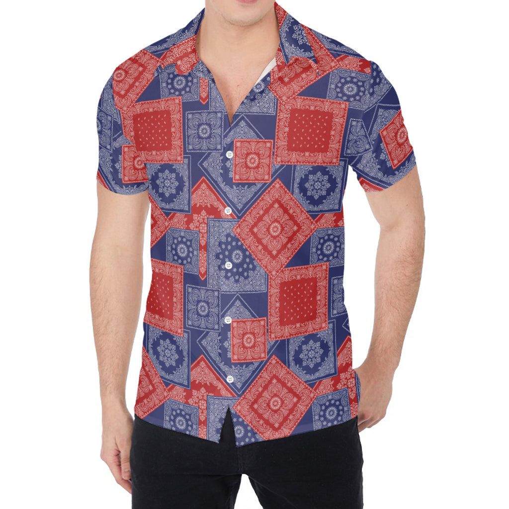 Bandanna Patchwork Pattern Print Men's Shirt