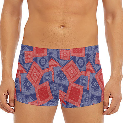 Bandanna Patchwork Pattern Print Men's Short Boxer Briefs