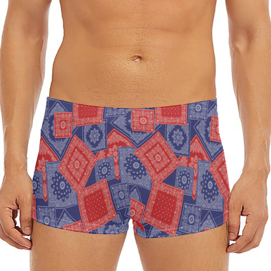 Bandanna Patchwork Pattern Print Men's Short Boxer Briefs