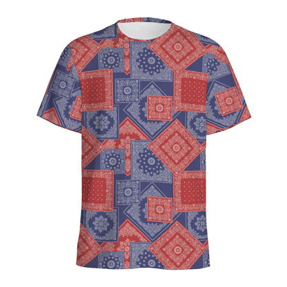 Bandanna Patchwork Pattern Print Men's Sports T-Shirt