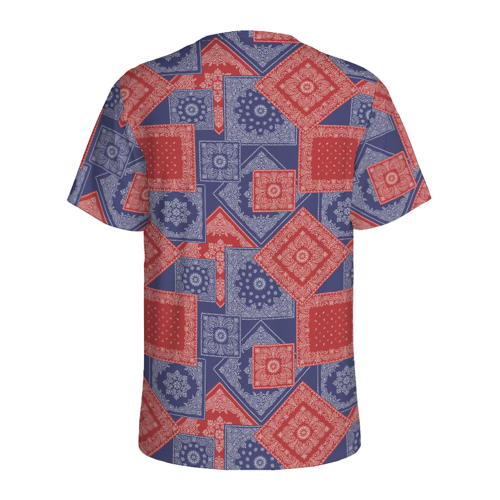 Bandanna Patchwork Pattern Print Men's Sports T-Shirt
