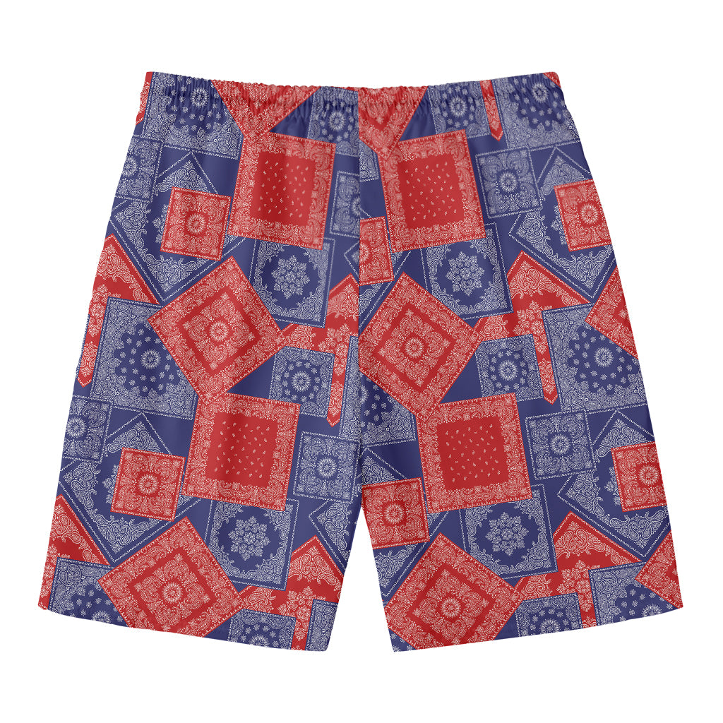 Bandanna Patchwork Pattern Print Men's Swim Trunks