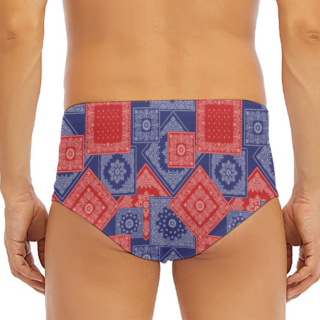 Bandanna Patchwork Pattern Print Men's Triangle Swim Briefs