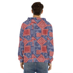 Bandanna Patchwork Pattern Print Men's Velvet Pullover Hoodie
