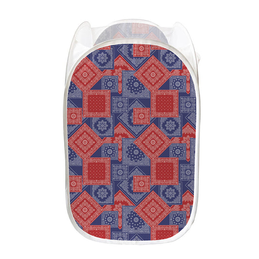 Bandanna Patchwork Pattern Print Mesh Laundry Hamper