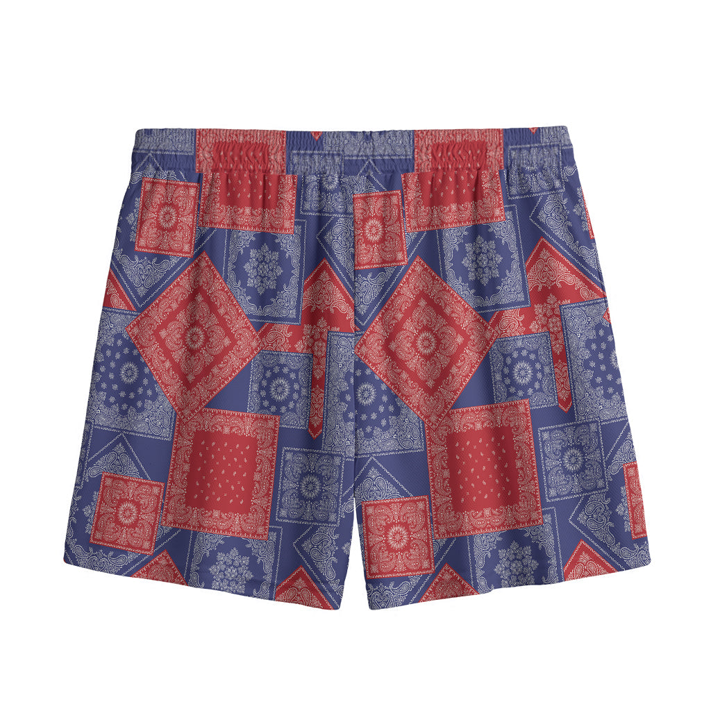 Bandanna Patchwork Pattern Print Mesh Shorts