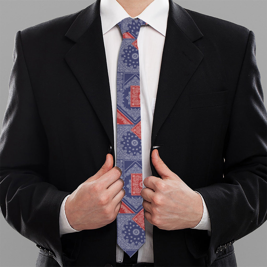 Bandanna Patchwork Pattern Print Necktie